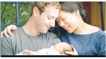 Mark Zuckerberg, su esposa Priscilla Chan y su hija Max. El anuncio y presentación oficial fue, obviamente, a través de la página de Facebook.