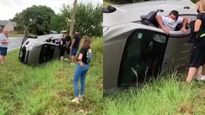 video: el pulga rodriguez ayudo a una mujer que se accidento en una ruta