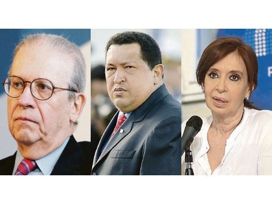 Enrique Pescarmona, Hugo Chávez y Cristina de Kirchner.