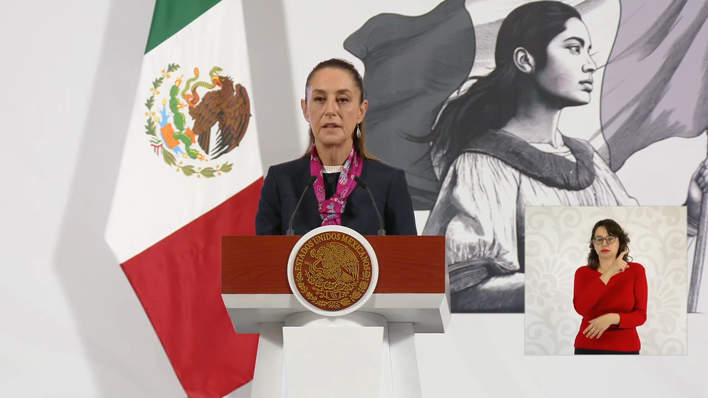 Claudia Sheinbaum habla en una nueva Mañanera del Pueblo.