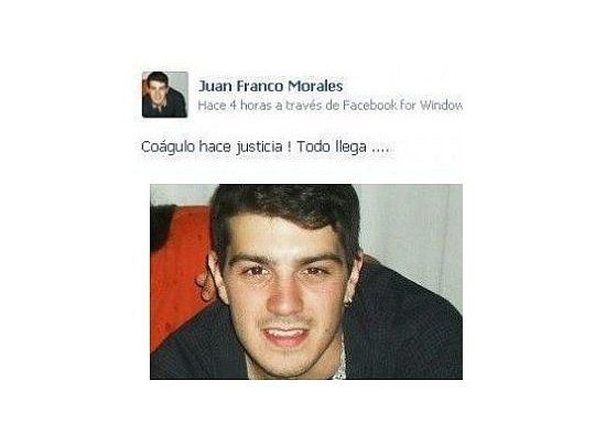 El respudiable mensaje que publicó Juan Franco Morales, del FPCyS de Cañuelas, en su muro de Facebook.