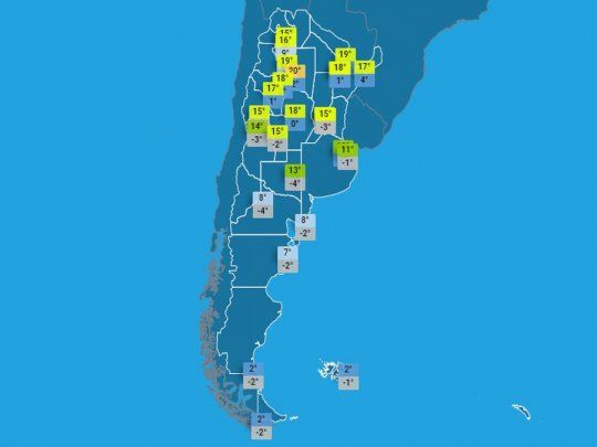 Térmicas en todo el país para el 14 de julio.