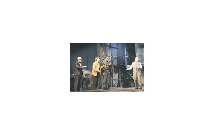 Juan Leyrado, Hugo Arana, Darío Grandinetti y Jorge Marrale, en una escena de «Mineros», con puesta de Javier Daulte.