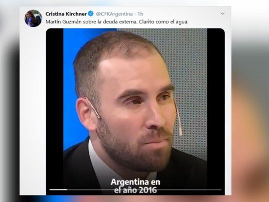 Cristina Fernández de Kirchner elogió a Martín Guzmán
