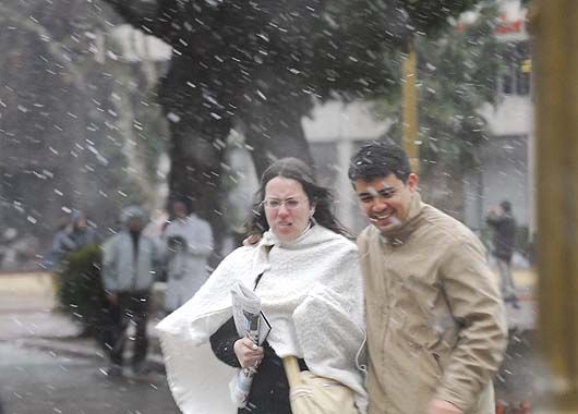 La nieve en Plaza de Mayo.
