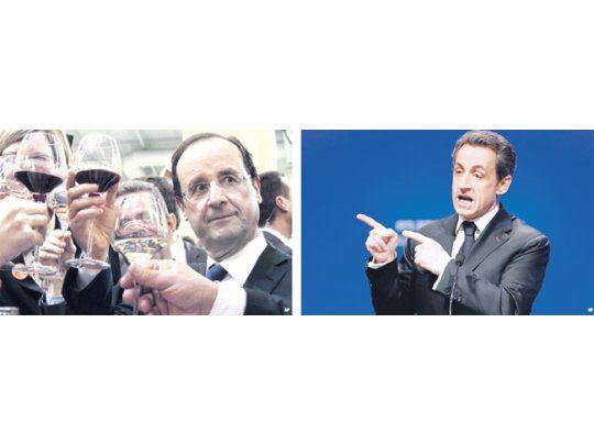 El candidato presidencial socialista, François Hollande, visitó ayer una feria de agricultura en París y probó buenos vinos. Su rival y actual presidente, Nicolas Sarkozy, le replicó duramente en un acto en Montpellier.