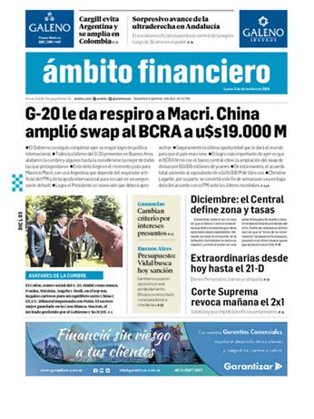 Tapa Edicion Impresa del 2018-12-03