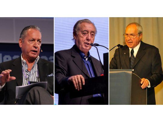 El presidente de la COPAL Daniel Funes de Rioja, el titular de CAME Osvaldo Cornide, y Alberto Principe, el presidente de la Cámara del Comercio Automotor.