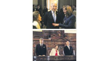 ámbito.com | CUARTO.  Tras el “sí juro”, Lorenzetti abrazó a Rosatti, que luego se fundió en el saludo con Juan Carlos Maqueda con quien fuera constituyente.