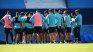 The racing squad trains with police custody in Avellaneda The racing squad trains with police custody in Avellaneda