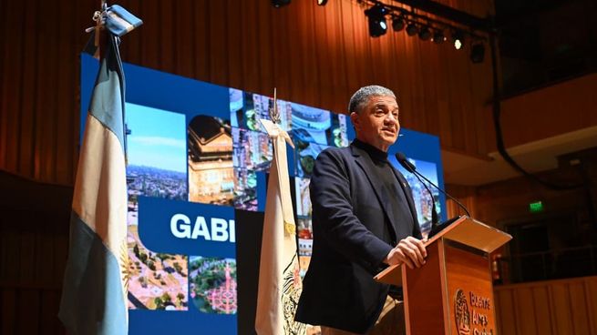 Jorge Macri durante su discurso en la Usina del Arte.&nbsp;