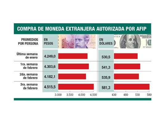 Dólar ahorro: creció de u$s 535 a u$s 580 la compra por persona