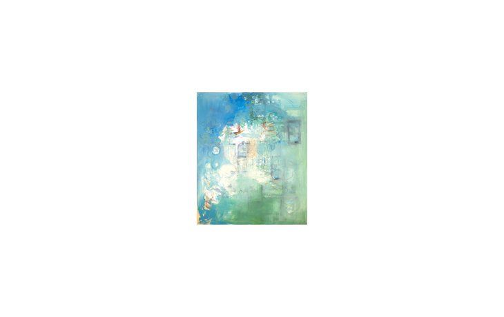 «La promesa de la felicidad», obra que da título a la muestra de pinturas de Gabriela Goldstein inspirada en la afirmación de Stendhal sobre que «lo bello no es sino la promesa de la felicidad».