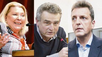 Elisa Carrió, Agustín Rossi y Sergio Massa.
