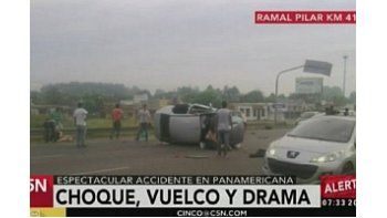 Un muerto tras un choque y vuelco en la Panamericana