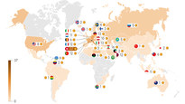 Reservas de oro per cápita de las naciones a diciembre de 2025.