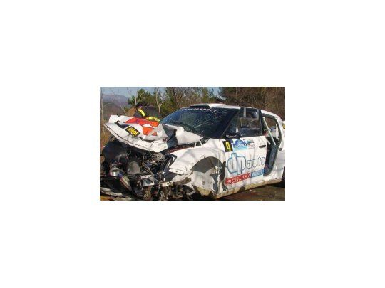 El auto de Robert Kubica tras el grave accidente que sufrió en Italia.