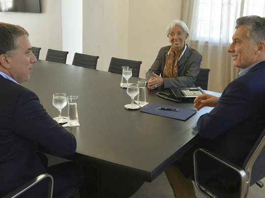 Mauricio Macri, Christine Lagarde y Nicolás Dujovne.