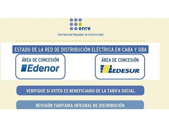 El Ente Nacional Regulador de la Electricidad registra el número de afectados por los cortes.