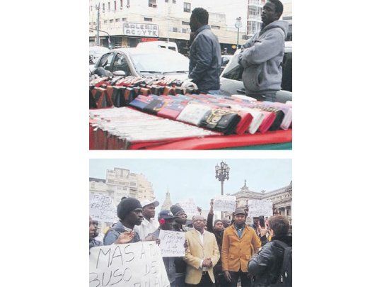 La mayoría de los senegaleses se desempeña en la venta ambulante. Ayer se manifestaron en la Legislatura denunciando  actos de discriminación y restricciones para trabajar en la vía pública.