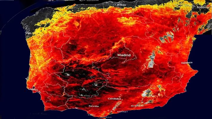 España experimentó temperaturas superiores a los 60 grados Celsius durante la ola de calor.