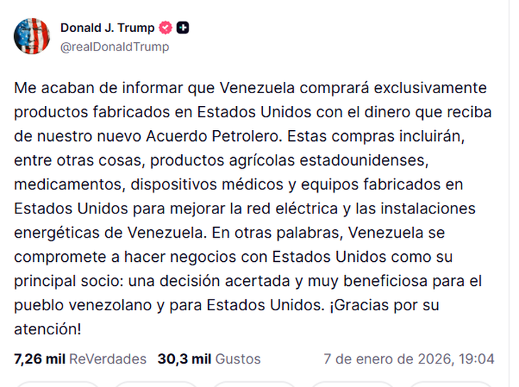Trump dio detalles de lo que sucederá con las exportaciones de petróleo de Venezuela.