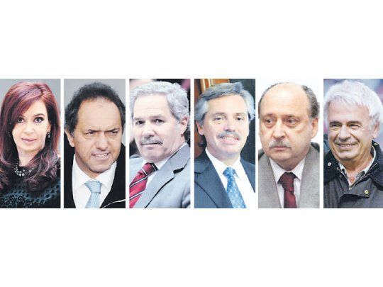Cristina de Kirchner, Daniel Scioli, Felipe Solá, Alberto Fernández, José Pampuro, J. Manuel de la Sota