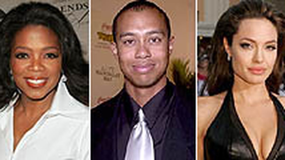 Oprah Winfrey, Tiger Woods y Angelina Jolie, las tres personas más