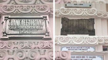 robaron la placa fundacional del cafe tortoni: tiene mas de 160 anos, es irreemplazable