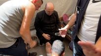 Romanelli, tras ser alcanzado por los bombardeos en Gaza.