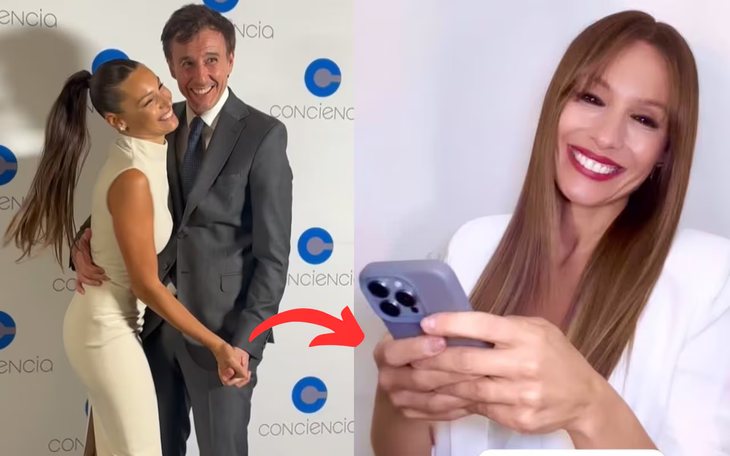 Pampita sin el anillo de casada. Pampita sin el anillo de casada.