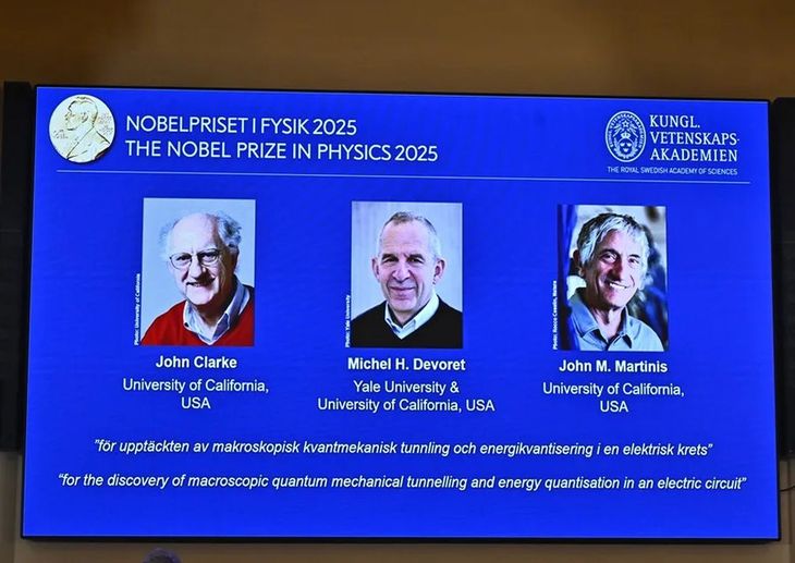 The Nobel Prize in Physics went to three scientists for advances in quantum mechanics.