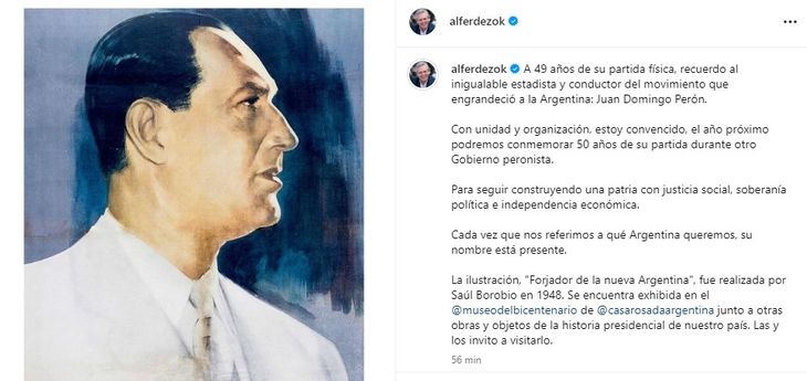 Alberto Fernández vía Instagram. 