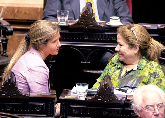 Las diputadas Cynthia Hotton y Graciela Camaño, protagonistas del frustrado debate sobre el Presupuesto 2011.
