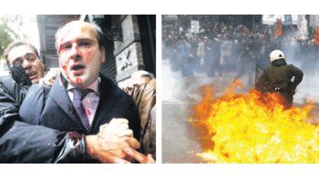 El ex ministro griego de Transportes, Costis Hatzidakis, fue blanco de la ira de los manifestantes más exaltados en Atenas. Los extremistas mantuvieron grandes refriegas con la Policía.