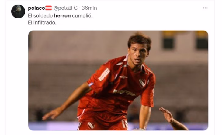 Mariano Herrón had its passage through Independiente. Mariano Herrón had its passage through Independiente.