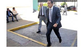 Daniel Scioli estuvo en la Casa Rosada para coordinar los actos del jueves en apoyo al Gobierno nacional.