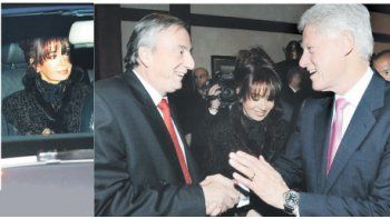 ámbito.com | En la cena que compartió con Bill Clinton y con Néstor Kirchner, la Presidente usó accesorios y un abrigo de piel como los que se usaban en los años noventa.