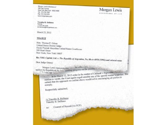 Copy de  la misiva enviada ayer al juez Thomas Griesa en nombre de fondos buitre de segunda generación (ver texto completo en ámbito.com).