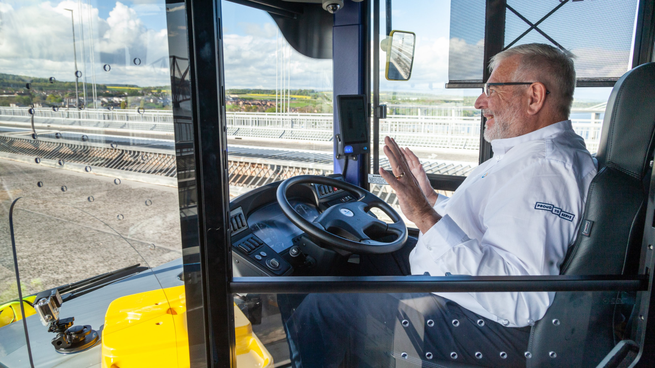 Uno de los conductores durante la demostración de una de las empresas intervinientes en el proyecto.&nbsp;&nbsp;