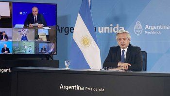Alberto Fernández y Vladimir Putin, juntos en el anuncio&nbsp;