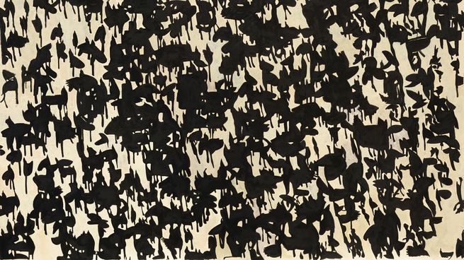 Pájaros negros, 2026. Óleo sobre tela, 211 x 144 cm.&nbsp;