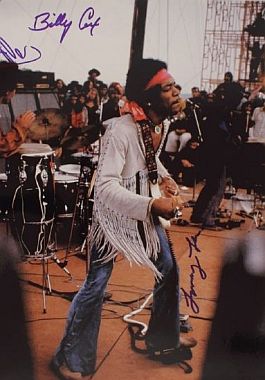 Jimi Hendrix durante su legendaria actuación en Woodstock.