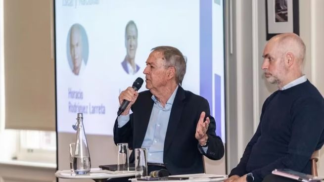 Horacio Rodríguez Larreta y Juan Schiaretti compartieron una charla en Nueva York.&nbsp;(Foto: Masters Argentina)