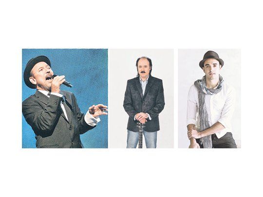 Después de su frustrada visita del año pasado, Rubén Blades (izq.) actuará en Buenos Aires el último día de abril. Jaime Roos (al centro), se presentará el 15 de este mes, y Abel Pintos (der.) Abel Pintos , que se ha convertido en el gran fenómeno comercial de la música argentina de estos tiempos, hará en mayo seis Luna Park que ya agotaron sus localidades.