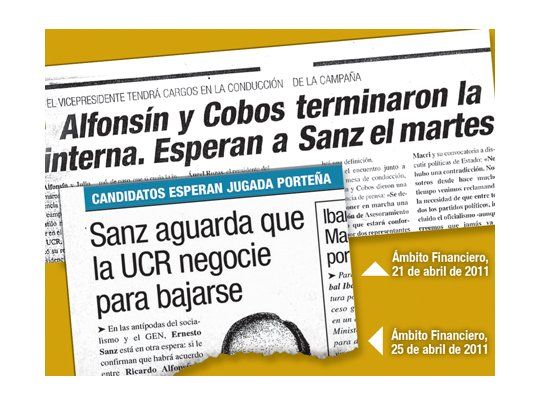 La renuncia de Ernesto Sanz a pelearle a Ricardo Alfonsín la precandidatura presidencial por el radicalismo era un hecho desde hace una semana. Este diario lo reflejó como inminente recordando, además, que el mendocino la demoró para presionar un acuerdo con el Peronismo Federal o con Mauricio Macri, como finalmente hizo.