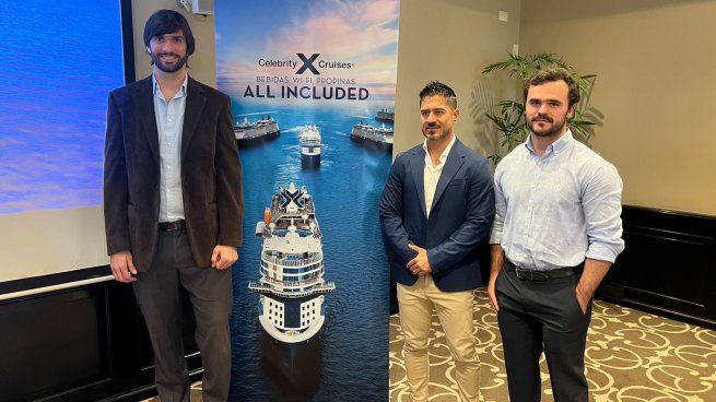 Joaquín Salgueiro, de Organfur; Carlos Rivera, de Celebrity Cruises; y Marcos Zirolli, de Celebrity Cruises.