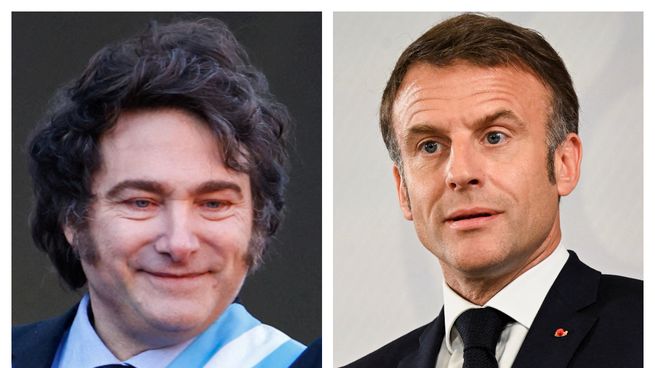 Javier Milei y el presidente de Francia, Emmanuel Macron.