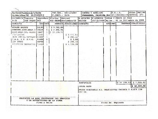 La Presidente reveló cuánto percibe en concepto de salario por el cargo.