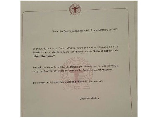 Máximo Kirchner debió ser intervenido por un absceso hepático
